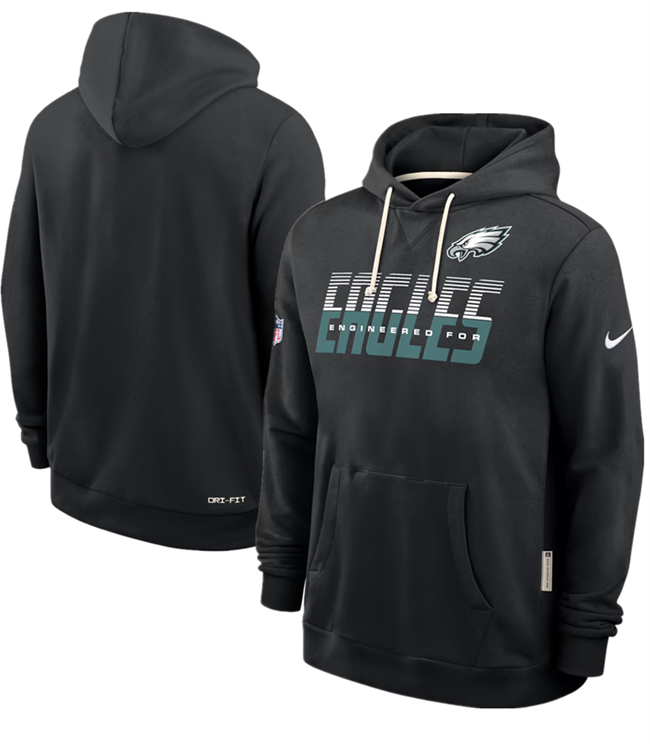 Men's Black Philadelphia Eagles Sideline Standard Issue Top Prospect Dri-FIT Hoodie
